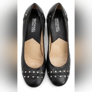 Vintage Michael Kors Black Studded Leather Kitten Heels - Size 7.5